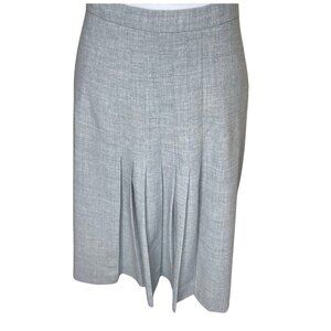 Vintage Hillard & Hanson Grey Wool Blend Pleated Back Career Skirt Size 16